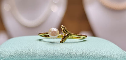 Cute Aurora Pearl Adjustable Finger Ring