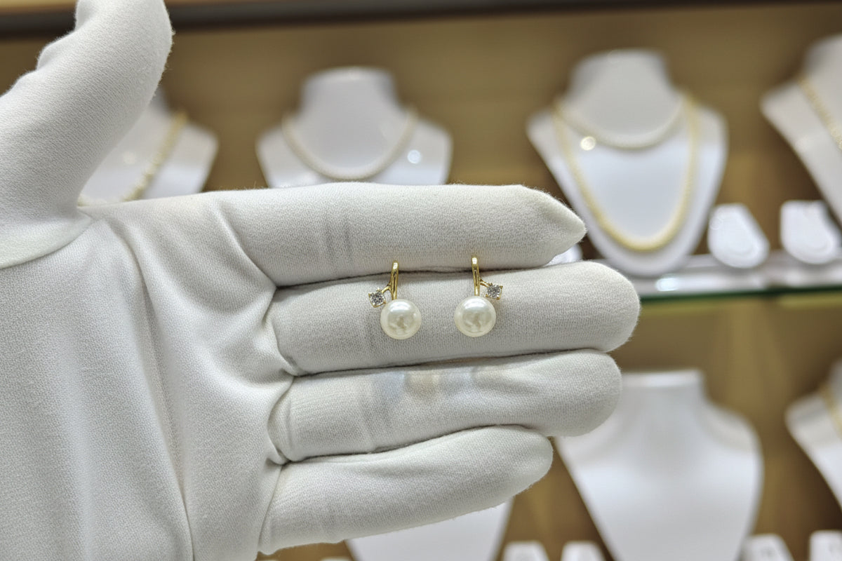 92.5 Silver Post Pin Twin Pearls Earrings