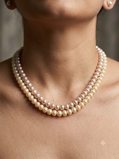Pink Pearls Hues Two Layered 10mm Necklace