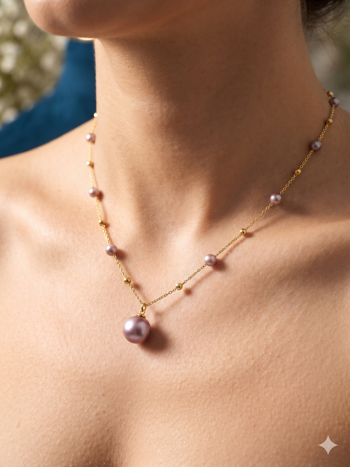 Big Lavender/Dark Pink Pearl Chain