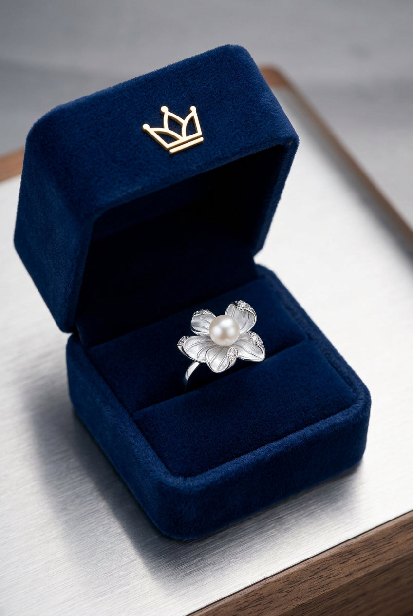 Ethereal Blossom Pearl Ring Adjustable Size