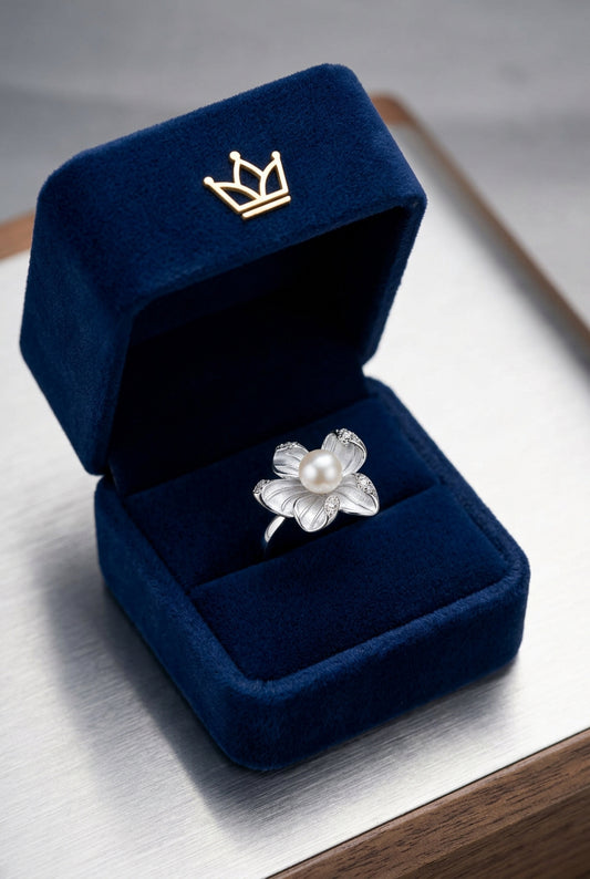 Ethereal Blossom Pearl Ring Adjustable Size