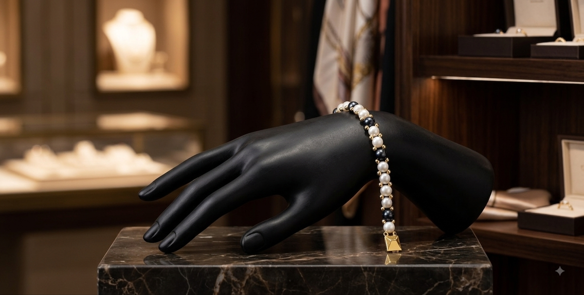 Beautiful Midnight Rose Pearls Bracelet