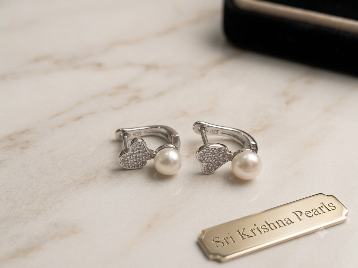 92.5 Silver Heart Shape Pearl Studded Combo Set ( Necklace Set With Ring )