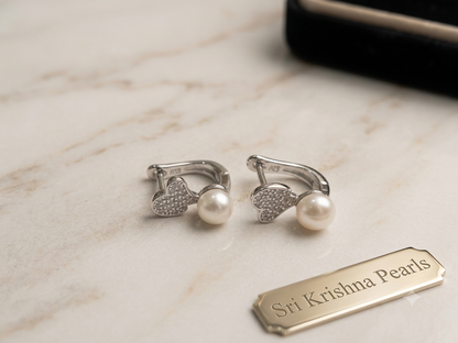 92.5 Silver Heart Shape Pearl Studded Combo Set ( Necklace Set With Ring )