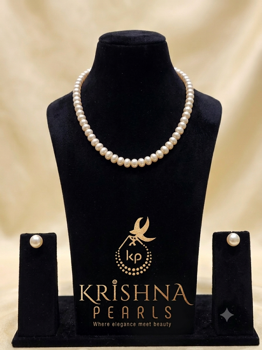 Beautiful Pink Pearls 10mm Necklace with Matching Studds