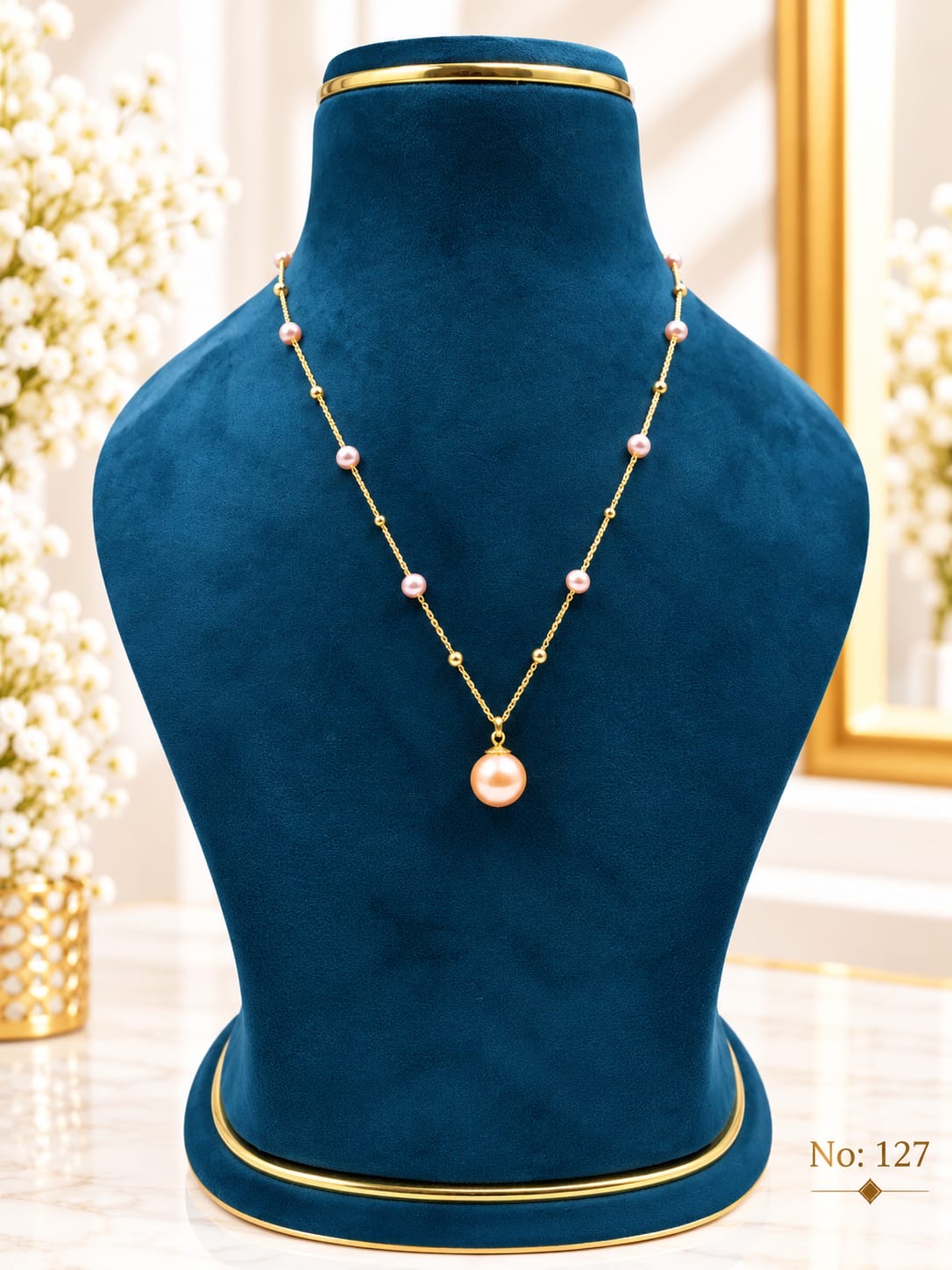 Aesthetic Pink Pearl Necklace Chain