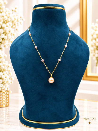 Aesthetic Pink Pearl Necklace Chain