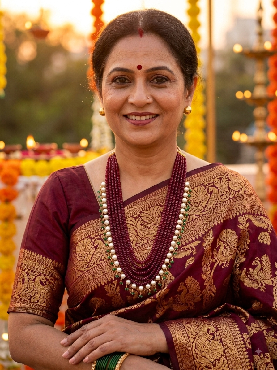 Designer Ruby Pearl Long Rani Haar - By Tanushree Chakrabarty