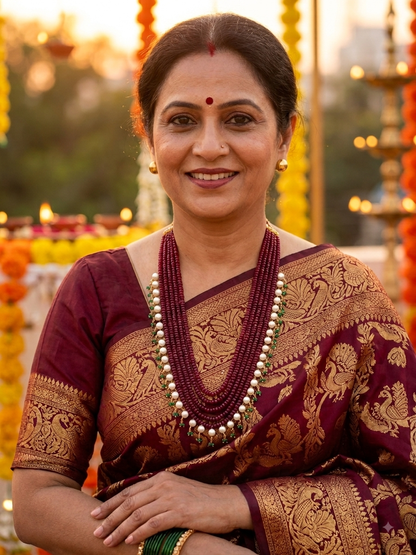 Designer Ruby Pearl Long Rani Haar - By Tanushree Chakrabarty