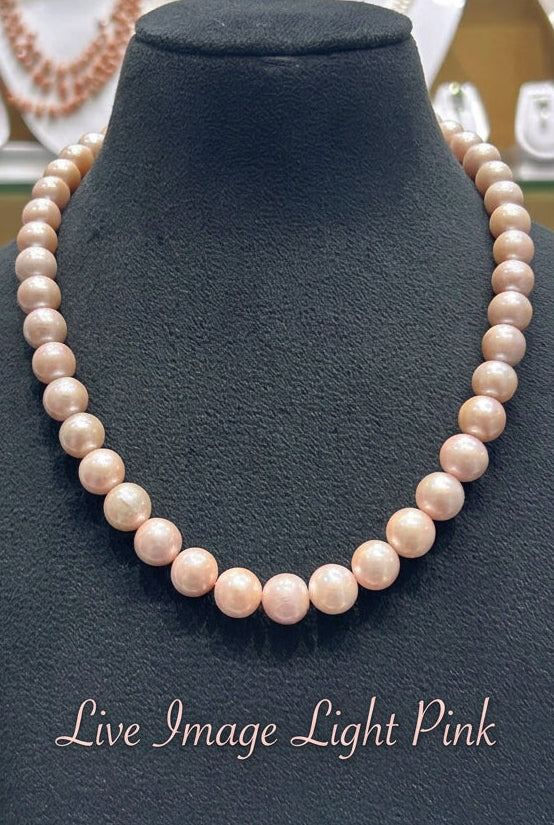 Royal Luxurious Round Pearls Pink Hues Necklace