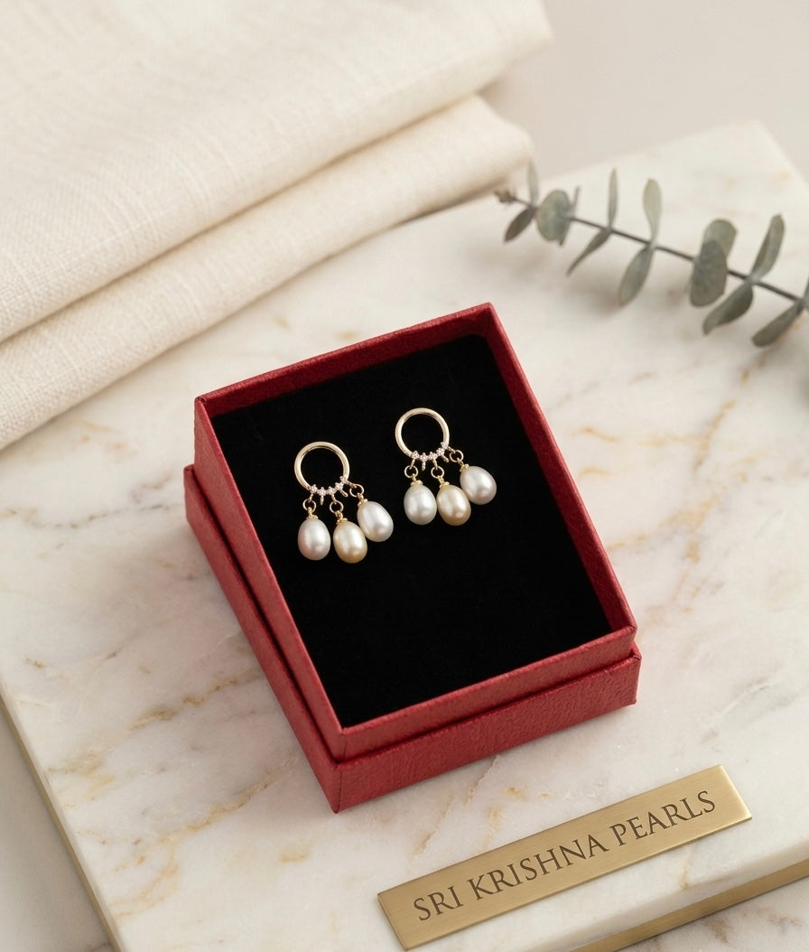 Adorable Three Pearls Drops Hanging