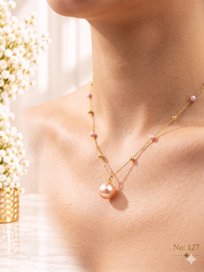 Aesthetic Pink Pearl Necklace Chain