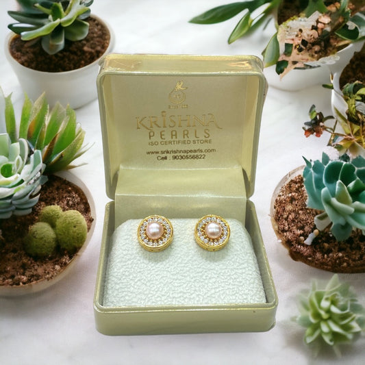 Stylish Pink Pearl Earrings