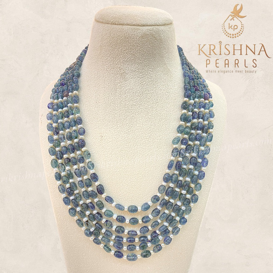 Gorgeous Blue Sapphire & Pearl Necklace