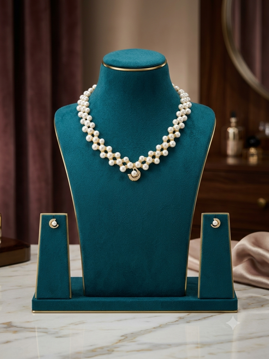 Exclusive Designer Necklace Made From Finger Ring Pearls