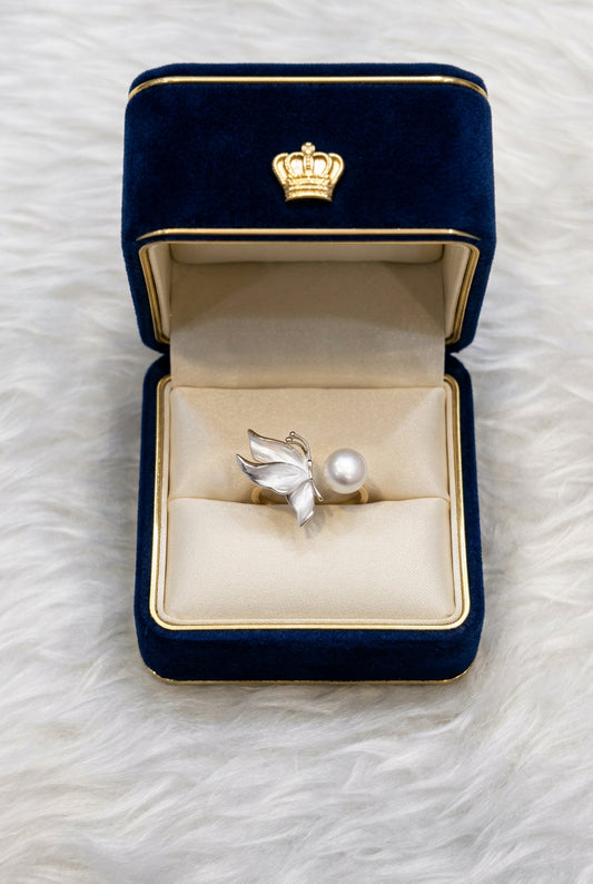 Wings Design Pearls Adjustable Finger Ring