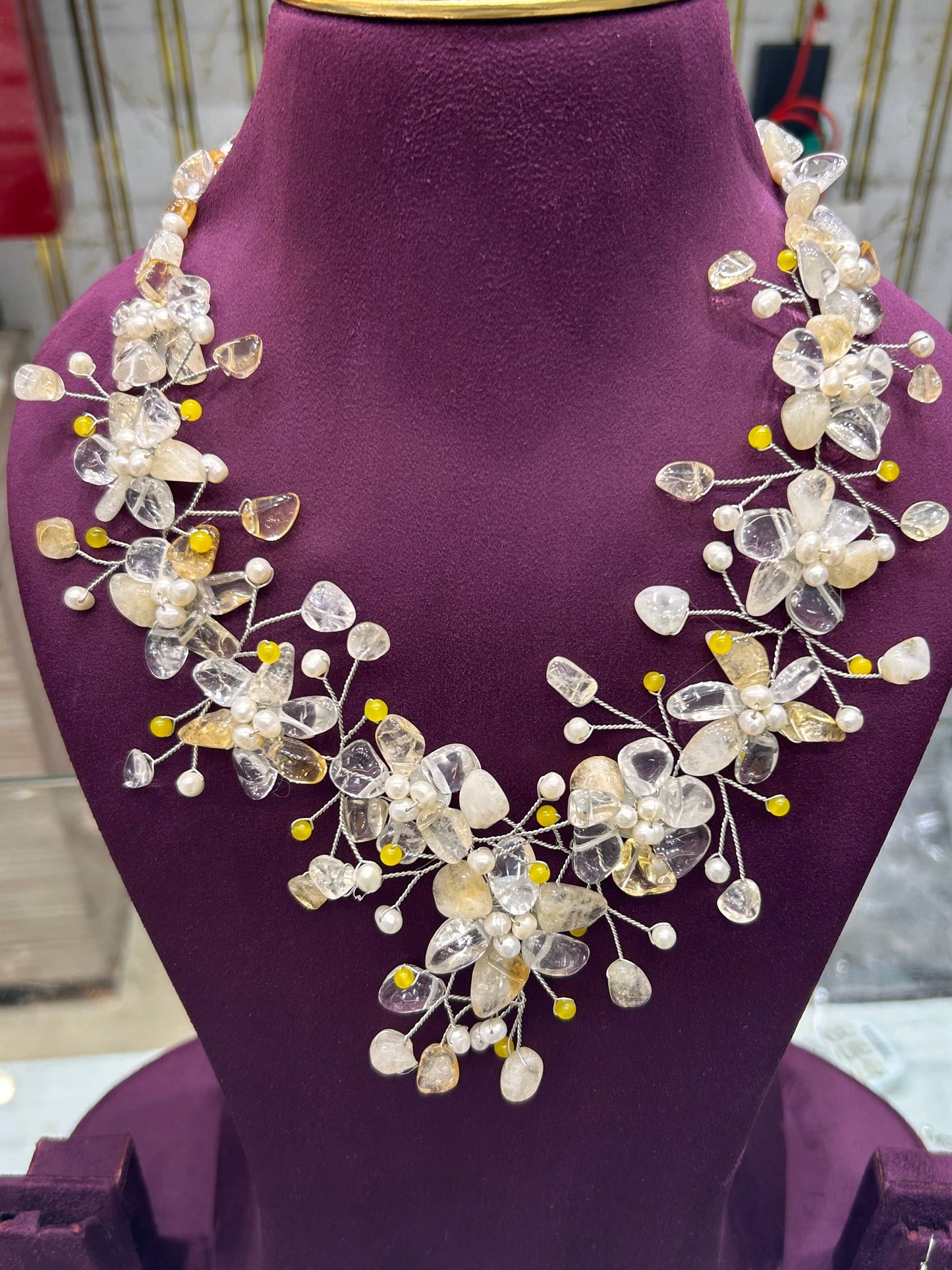 Spring/Summer Pearl Statement Necklace | Handcrafted Bridal & Festive Jewelry