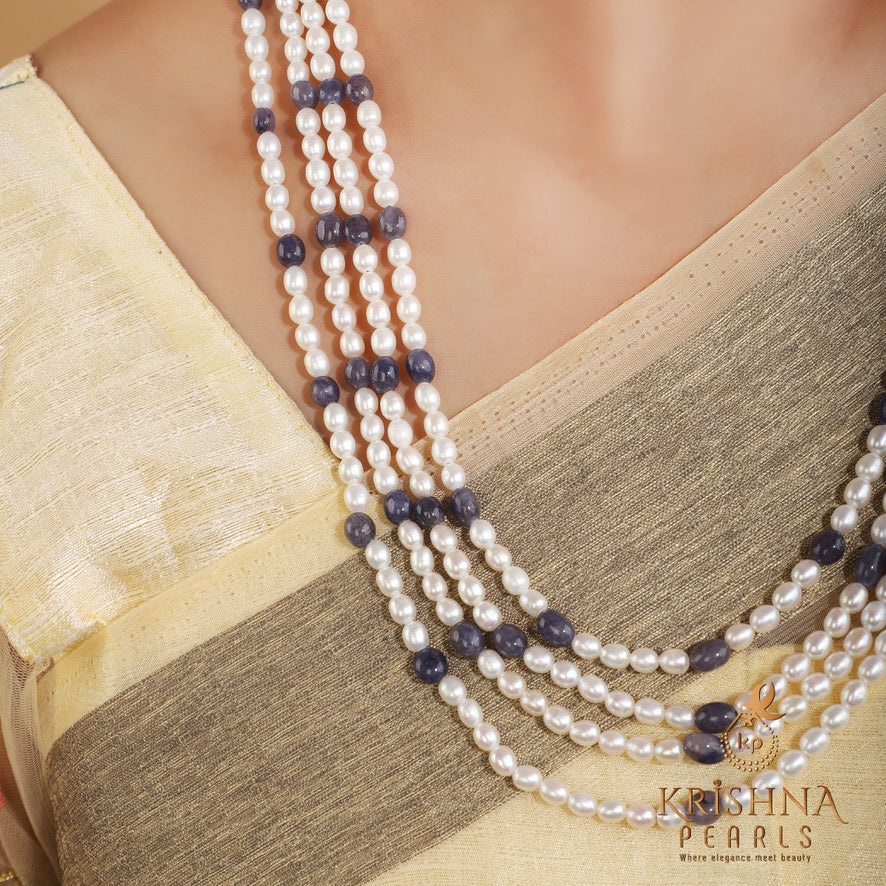 Elegant Pearl & Sapphire Necklace