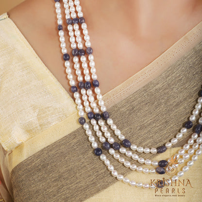 Elegant Pearl & Sapphire Necklace