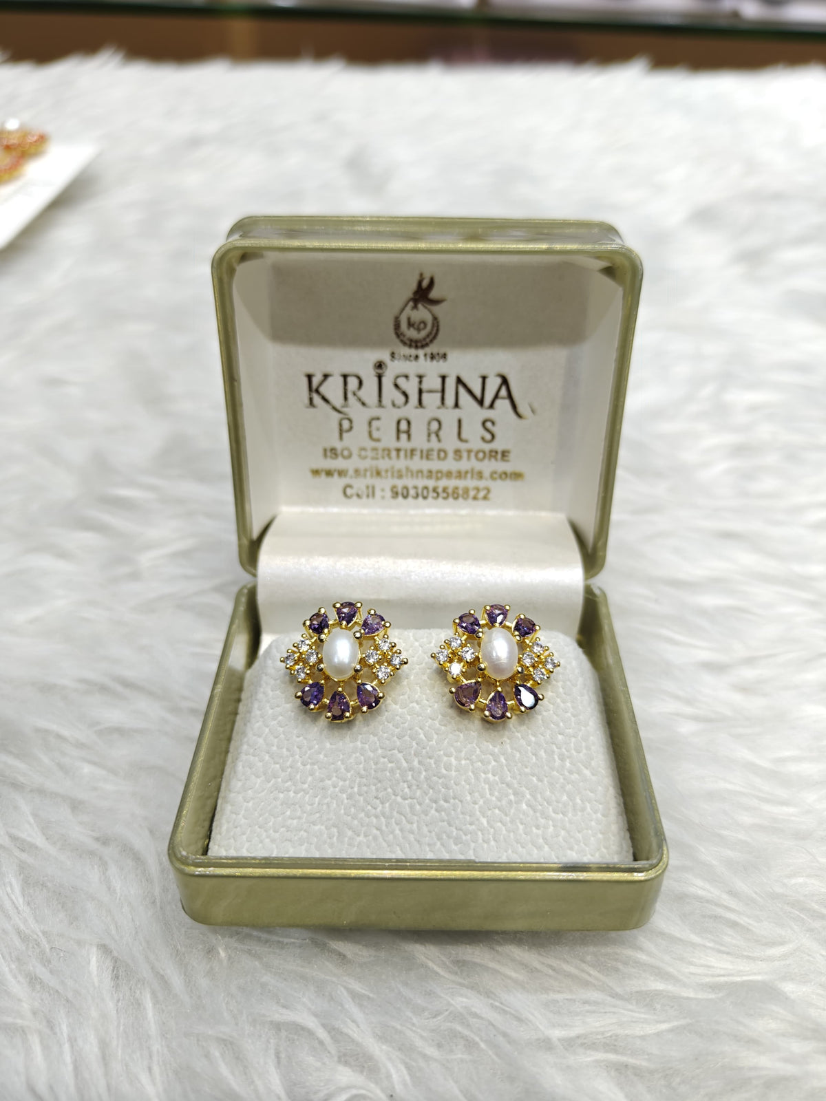 Real Pearl Amethyst Studds