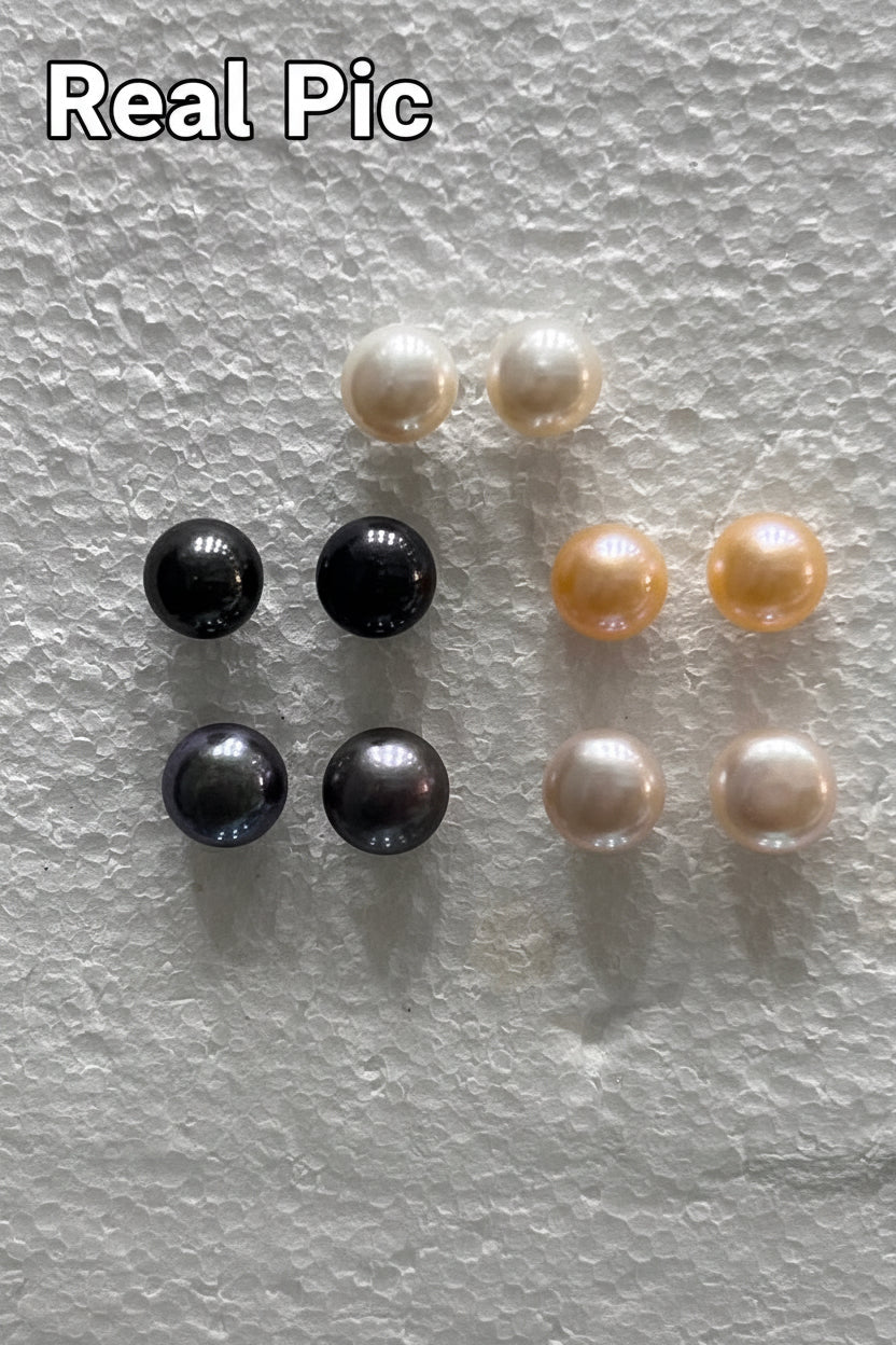 Pearls Studds Earrings Combo - 8MM
