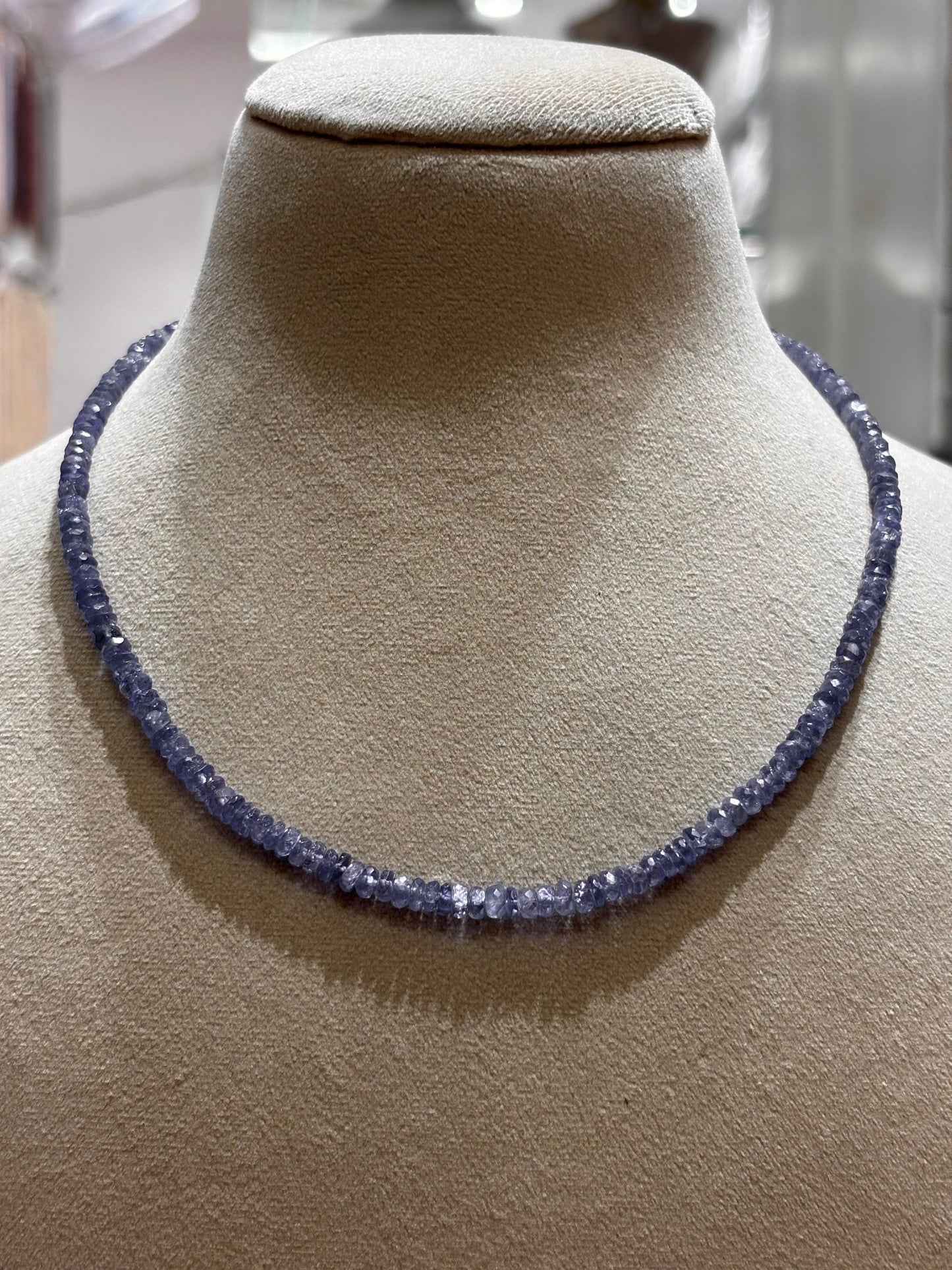 Natural Tanzanite Faceted Bead 1-Line Layered Necklace