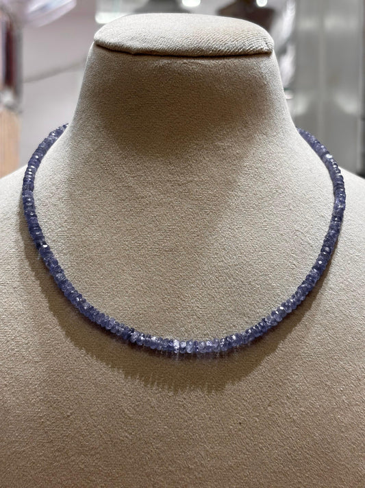 Natural Tanzanite Faceted Bead 1-Line Layered Necklace