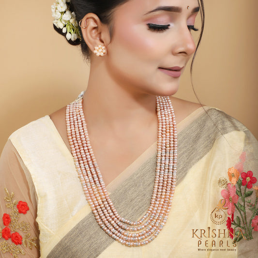 Classy Pink Pearl Long Necklace