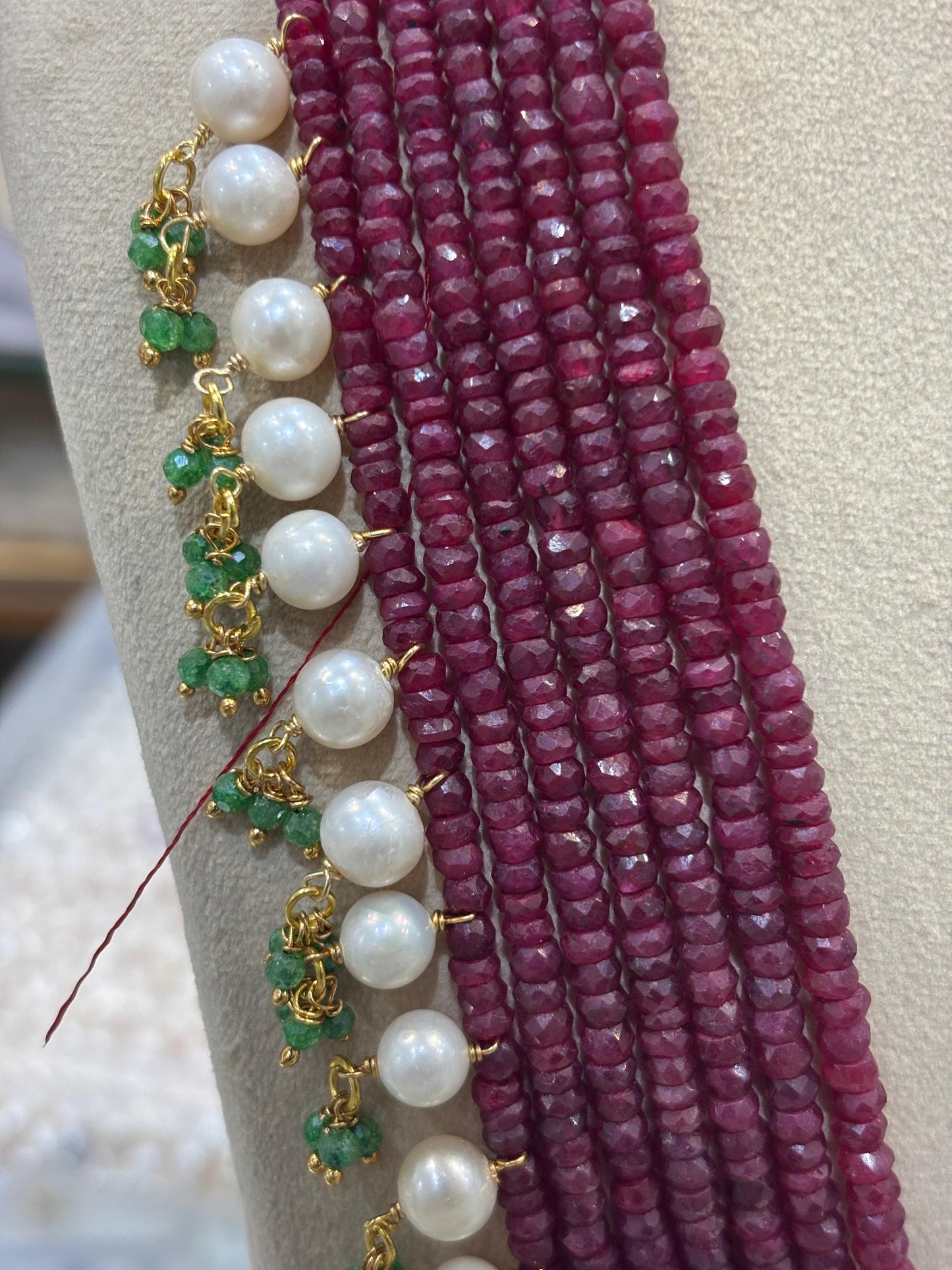 Designer Ruby Pearl Long Rani Haar - By Tanushree Chakrabarty