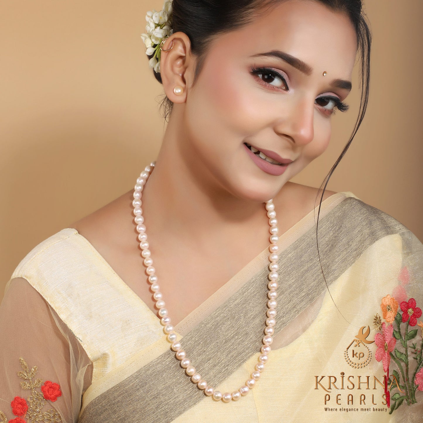 Gorgeous White Round Pearl Long Necklace