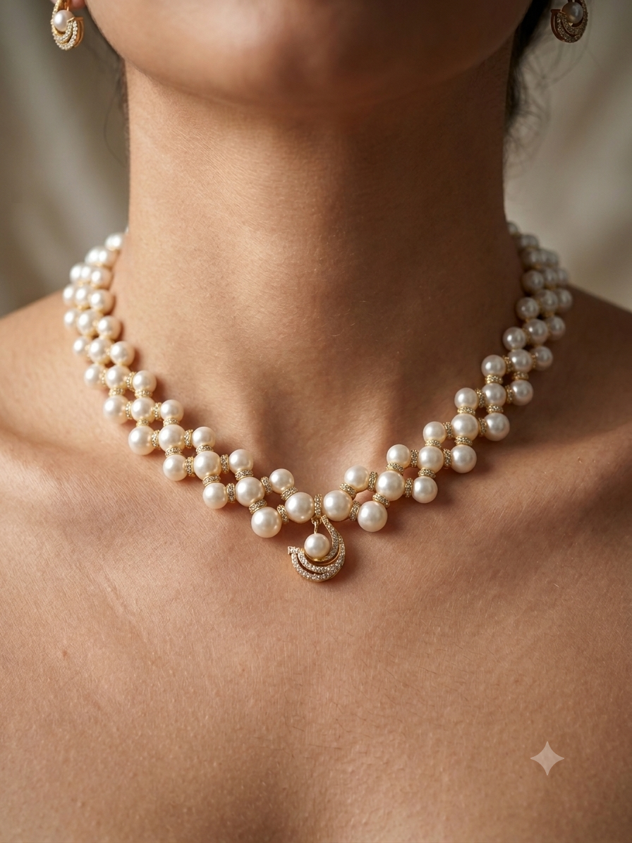 Exclusive Designer Necklace Made From Finger Ring Pearls