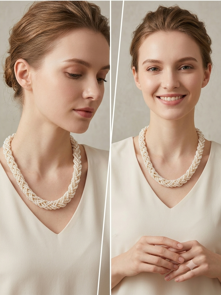Luxurious Authentic Braided Pearl Necklace- A Emotion Forever