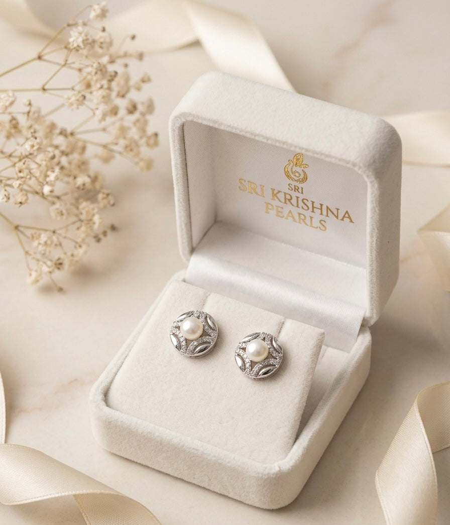 Real Pearl Studded Earrings