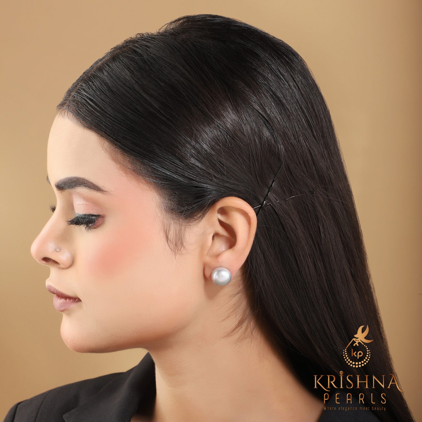 Gray Pearl Studs Big