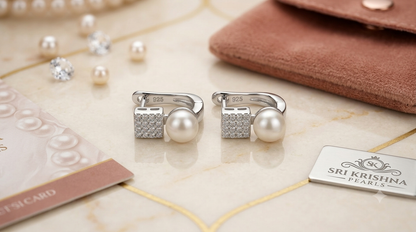 92.5 Silver Cubic Zircon Pearls Studded Combo Set ( Necklace Set With Ring )