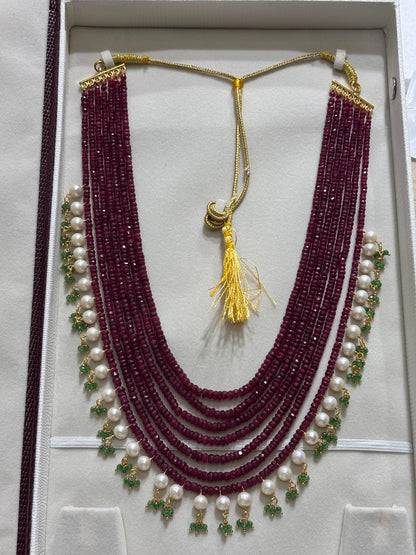 Designer Ruby Pearl Long Rani Haar - By Tanushree Chakrabarty