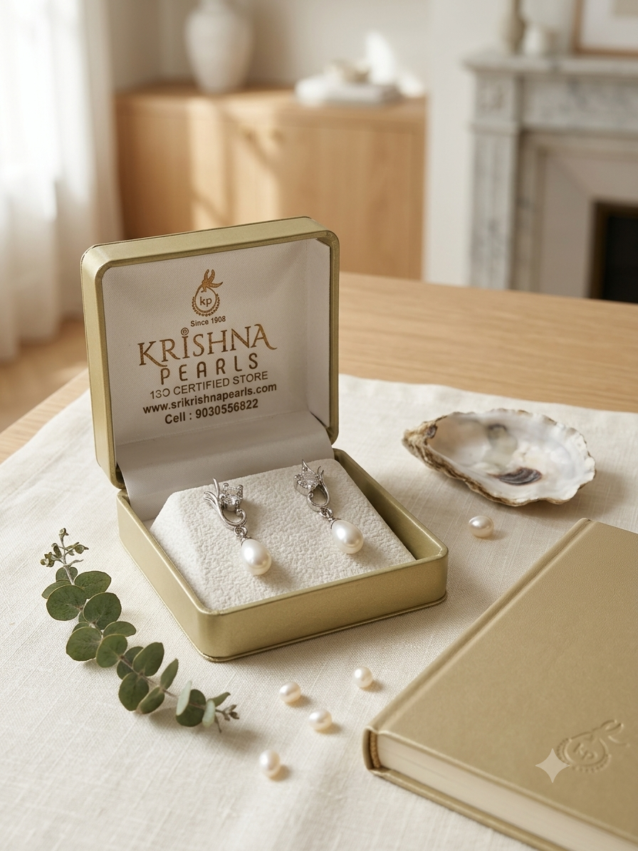 Adorable Diamond Studded Pearl Drop Hanging