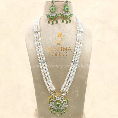 Classy Long Pearl Necklace Set