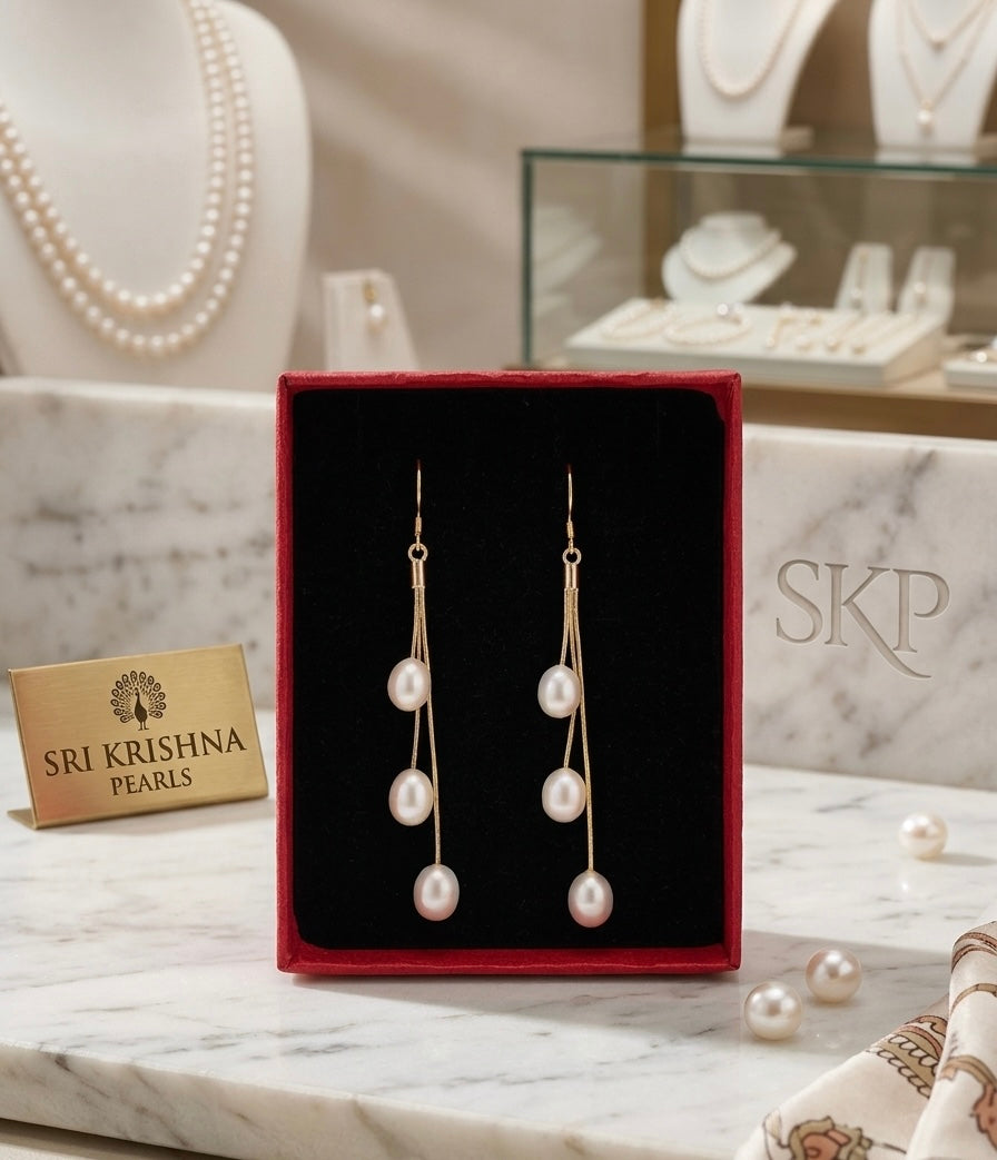 Fancy Three Pearls Drop Hanging