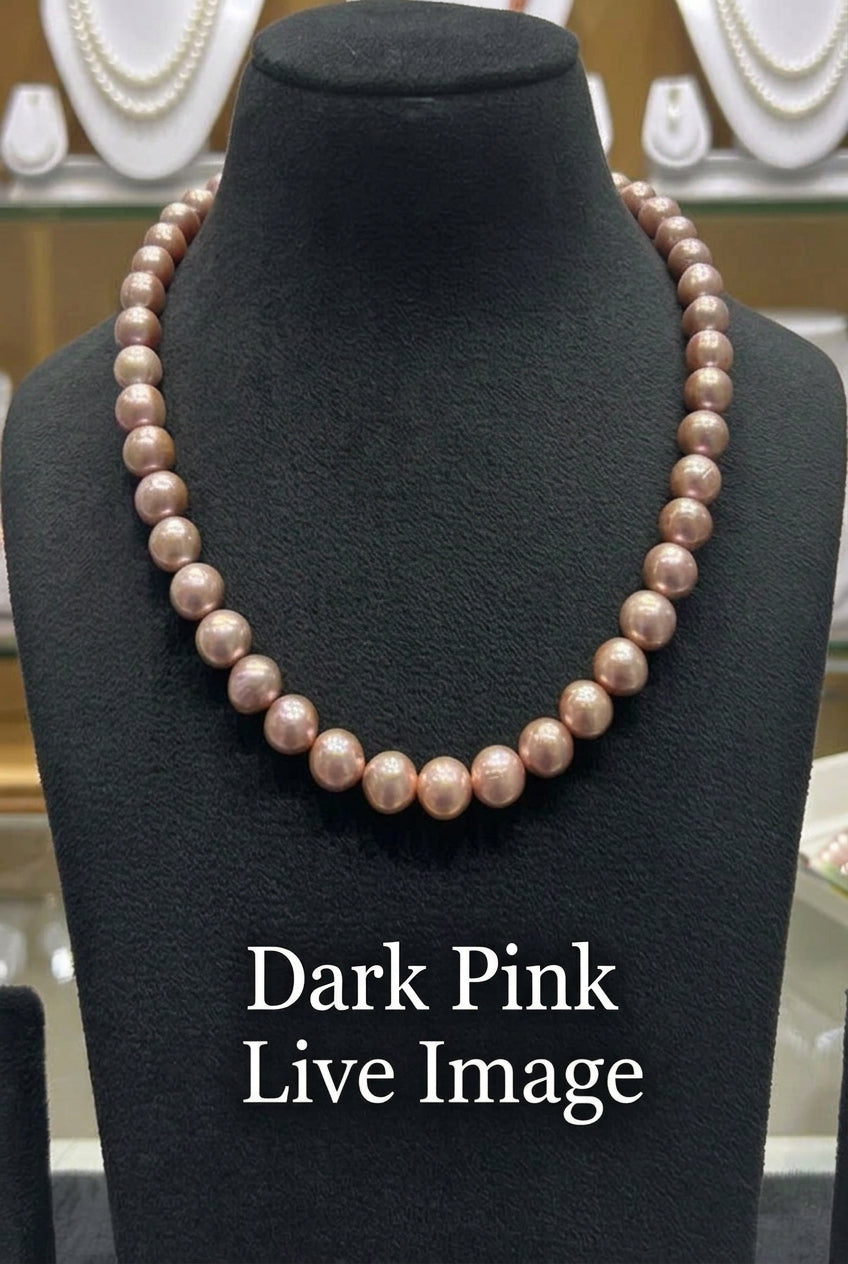 Royal Luxurious Round Pearls Pink Hues Necklace