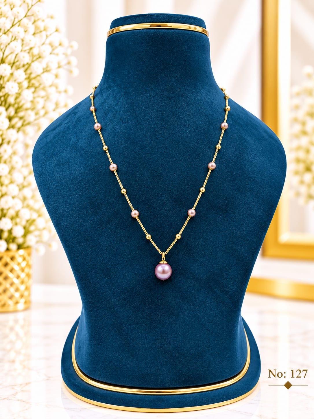 Big Lavender/Dark Pink Pearl Chain