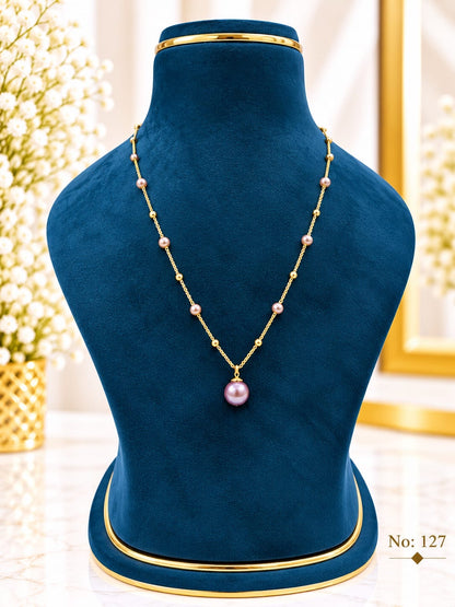 Big Lavender/Dark Pink Pearl Chain