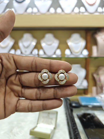 92.5 Silver Post pin Premium Quality Big Pearl Studds