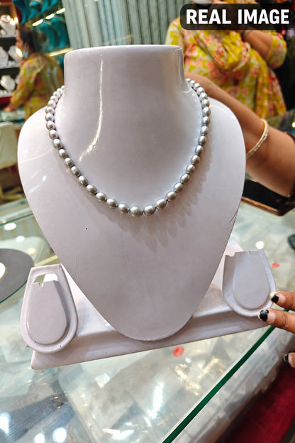 Grey Pearls Graduation Necklace with Bracelet Combo