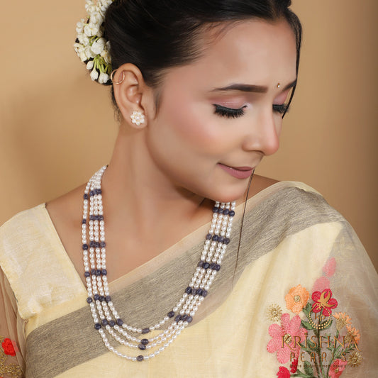 Elegant Pearl & Sapphire Necklace