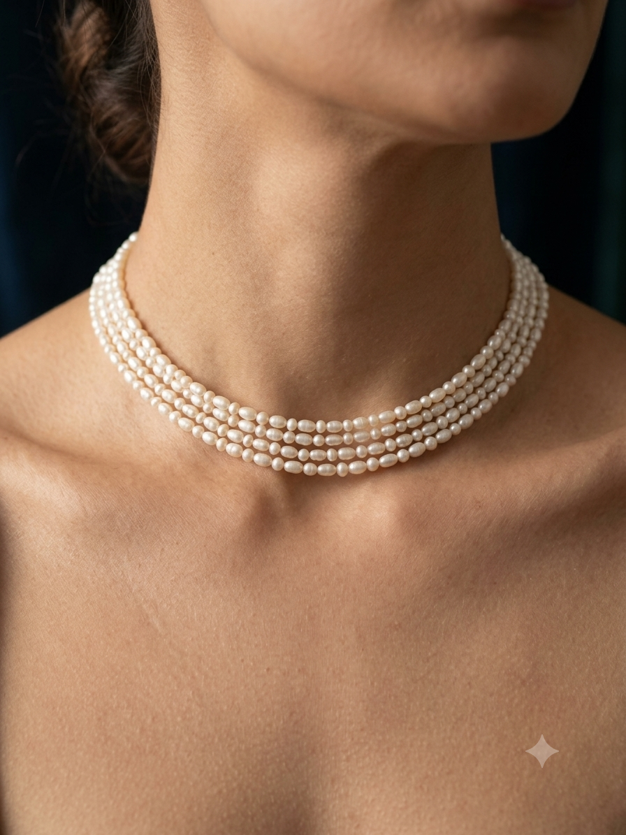 Rice Pearls & Round Pearls Choker Set