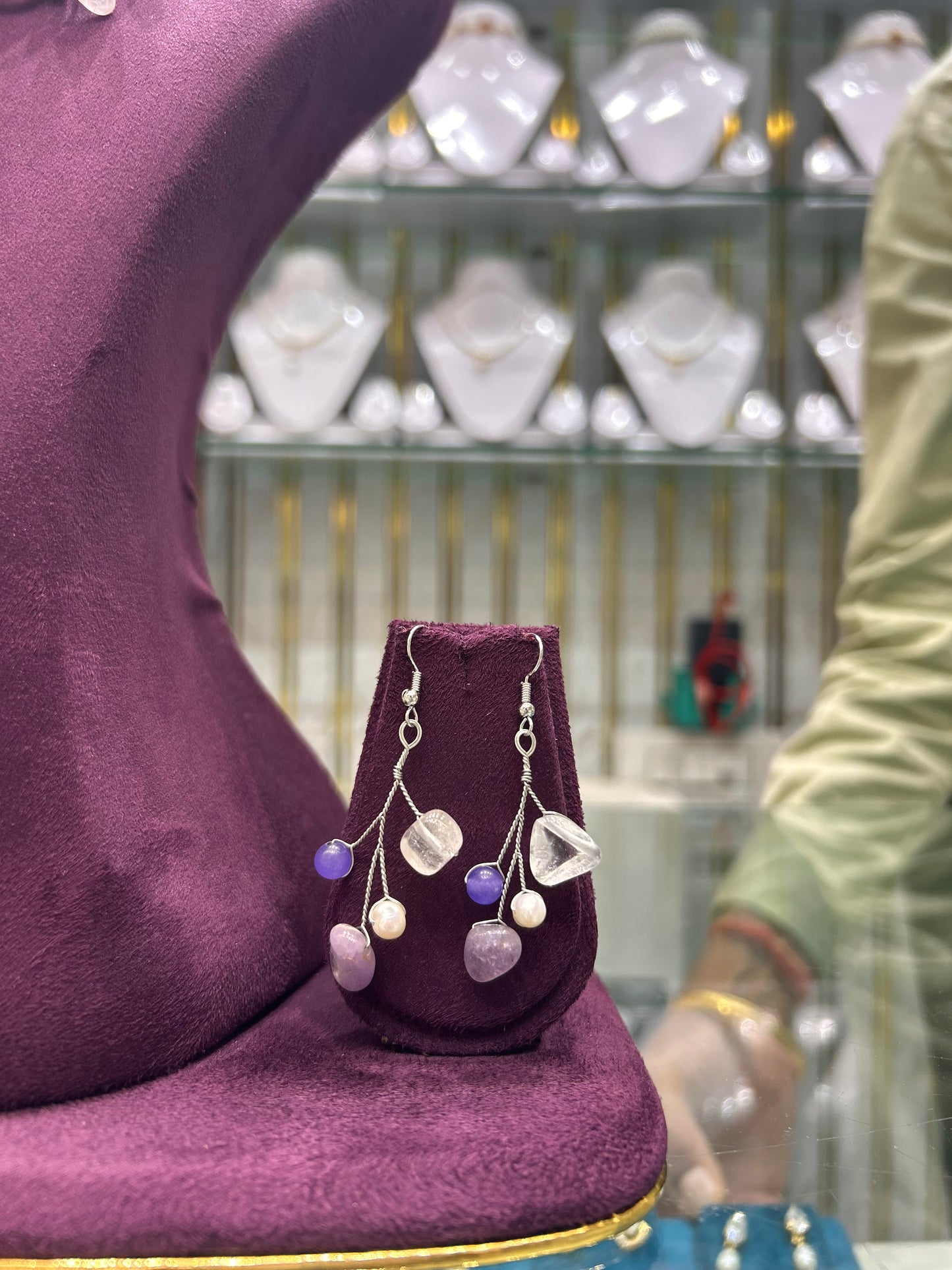 Bridal & Festive Amethyst Pearl Necklace | Handcrafted Statement Gemstone Jewelry