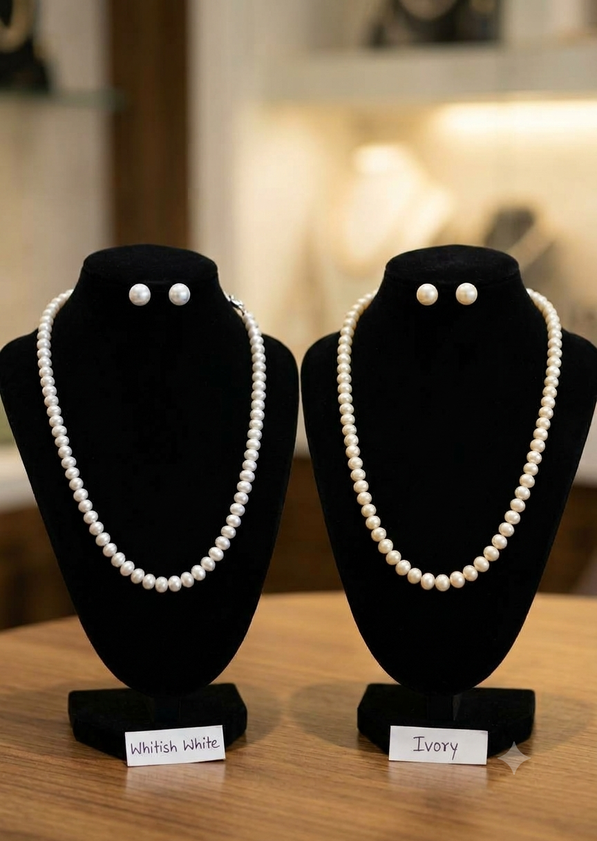 Simple Pearl Necklace with Studds
