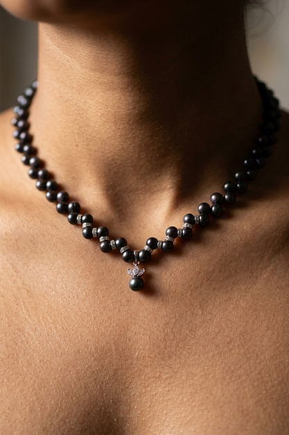 Designer Black Pearls Necklace Set